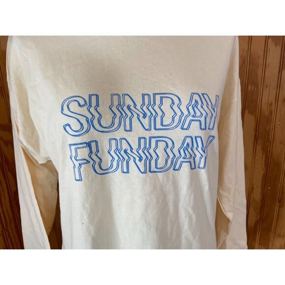 Princess Polly T-Shirt Pullover Top Sunday Funday Long Sleeve Cream Cotton Sz 4 - Picture 6 of 9